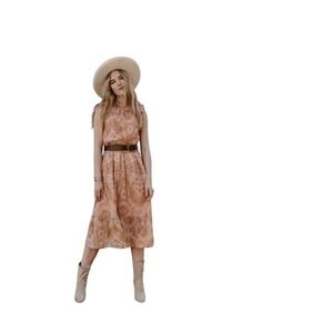 Good Hart by Kayla Janes Midi Dress Women's M Smocked Waist Ruffle Sleeve